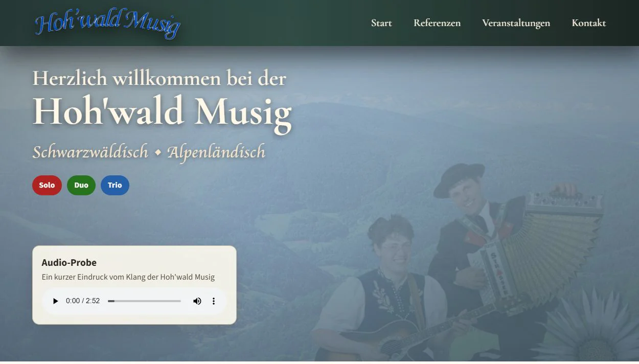 Hohwald Musig website with music and event information